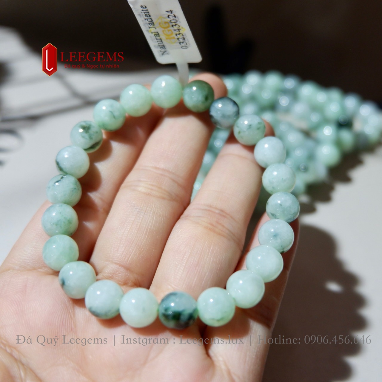 Vòng tay ngọc phỉ thúy type a màu sắc trang nhã, thời thượng size hạt 08 li dành cho nữ tất cả các mệnh| đá quý leegems
