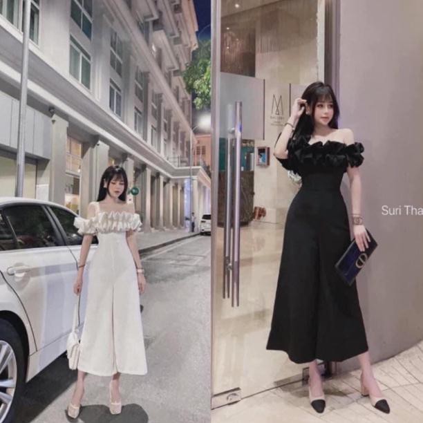 Jum hở vai bèo quần ống rộng