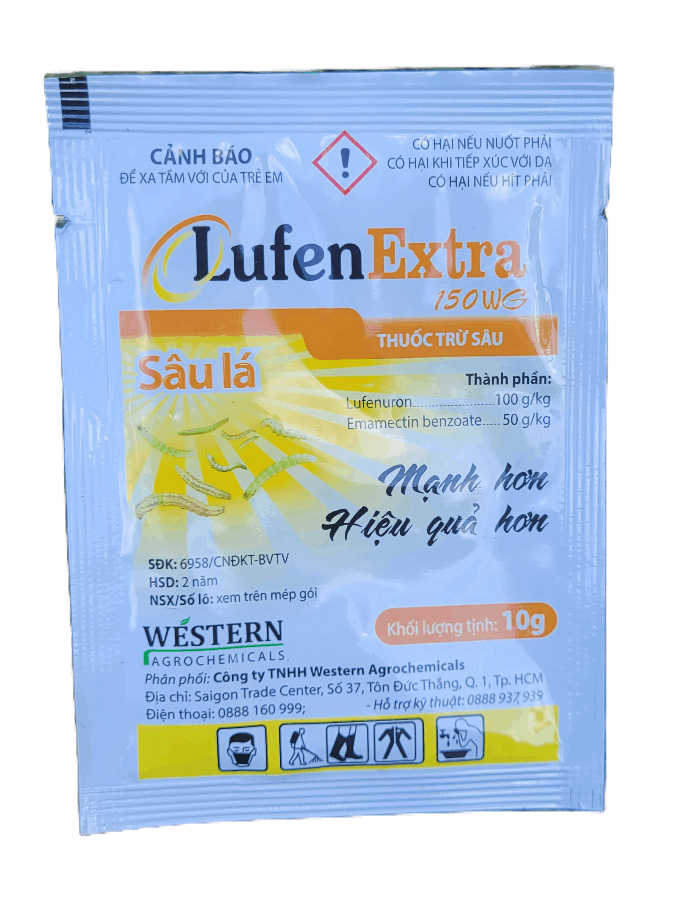 Thuốc trừ sâu sinh học Lufen Extra 150WG gói 10g, Thuốc sâu keo mùa thu, sâu tơ, sâu cuốn lá, sâu đục quả kháng thuốc