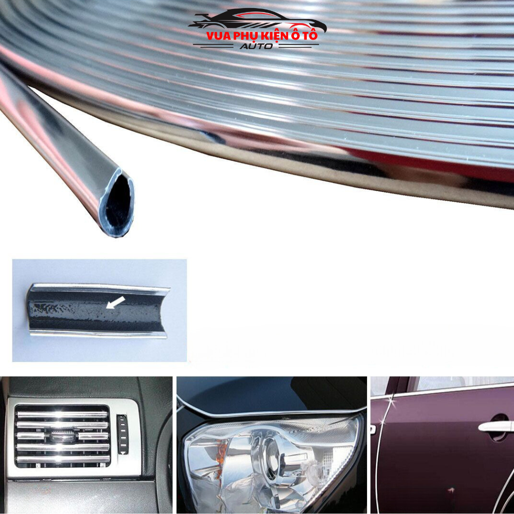 13M Nẹp viền cửa ô tô chữ U mạ crom trang trí và chống xước hoàn hảo