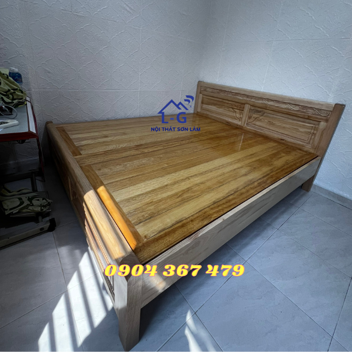 [HỎA TỐC HCM] Giường gỗ sồi 1m6 x 2m vạt phản - giường gỗ sồi tự nhiên giao hàng &amp; lắp ráp