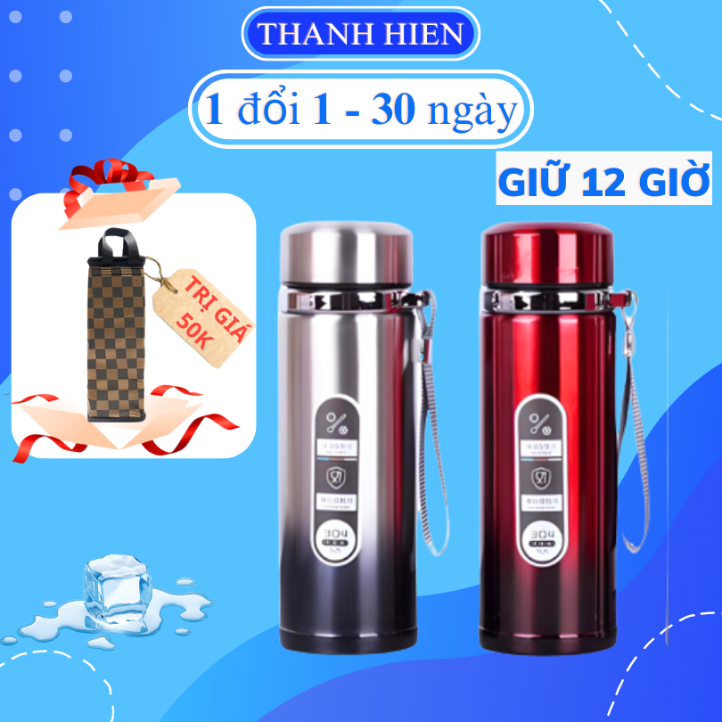 Bình giữ nhiệt 1 lít inox 304 tặng kèm túi giữ nhiệt cao cấp -bình giữ nhiệt cao cấp