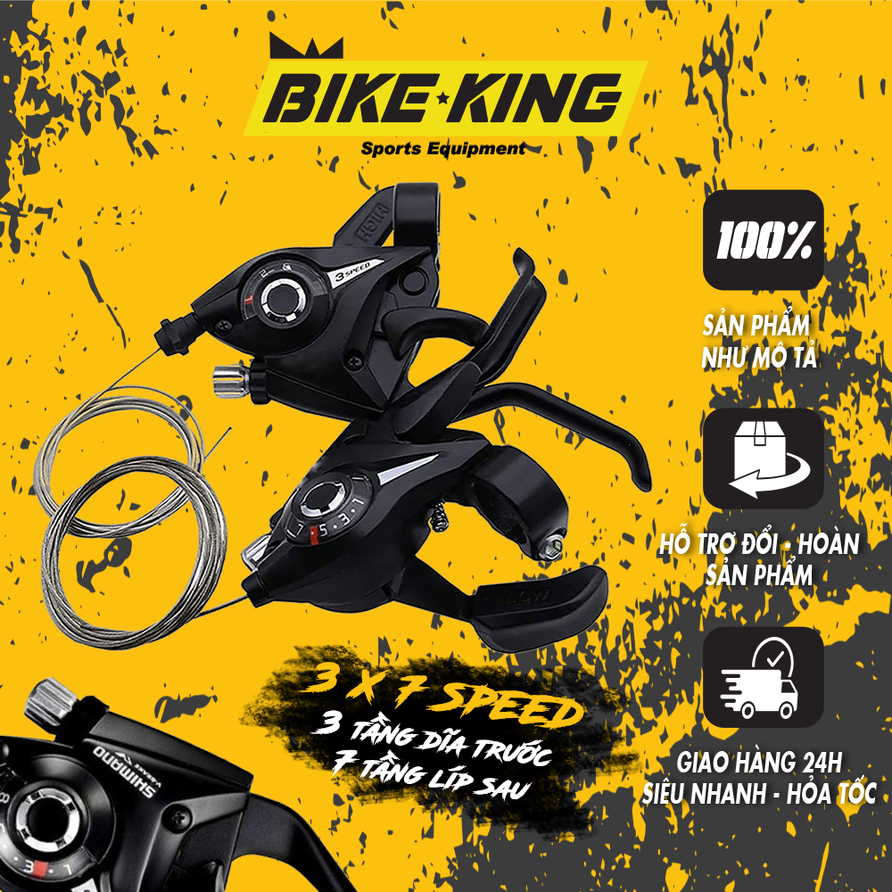 Bộ tay đề 3x7 tích hợp phanh tay cho dòng xe đạp mtb - touring td-01