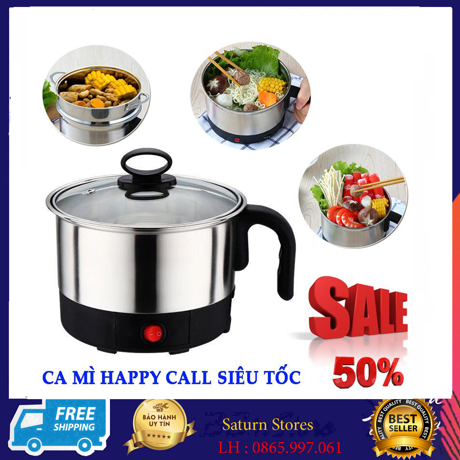 Ca Nấu Mì Hàn Quốc Thế Hệ Mới Nồi Nấu Đa Năng Siêu Tốc Happy Call Đa Chức Năng Nấu Mỳ Nấu Lẩu Luộc Trứng Đun Nước Lòng Nồi Inox Cao Cấp Bền Đẹp Tiện Lợi - Bảo Hành Chuyên Nghiệp