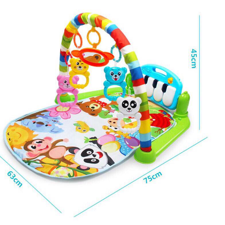 Thảm nằm Vườn Thú cho bé có đàn nhạc piano và khung treo đồ chơi
