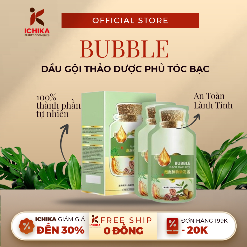 [CHÍNH HÃNG] Dầu Gội Phủ Bạc BUBBLE - Dầu Gội Nhuộm Tóc BUBBLE Chiết Xuất Thảo Dược Giúp Đen Tóc, Bóng Mượt