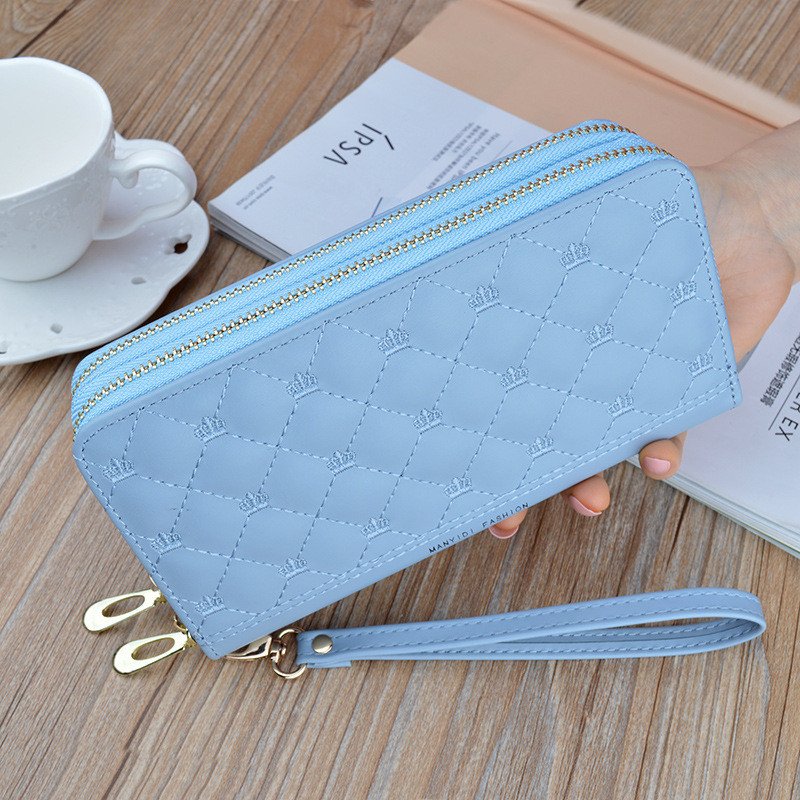 Ví Nữ Dài Cầm Tay Thời Trang, Phối Caro Và Vương Miện Sành Điệu NEW-0008