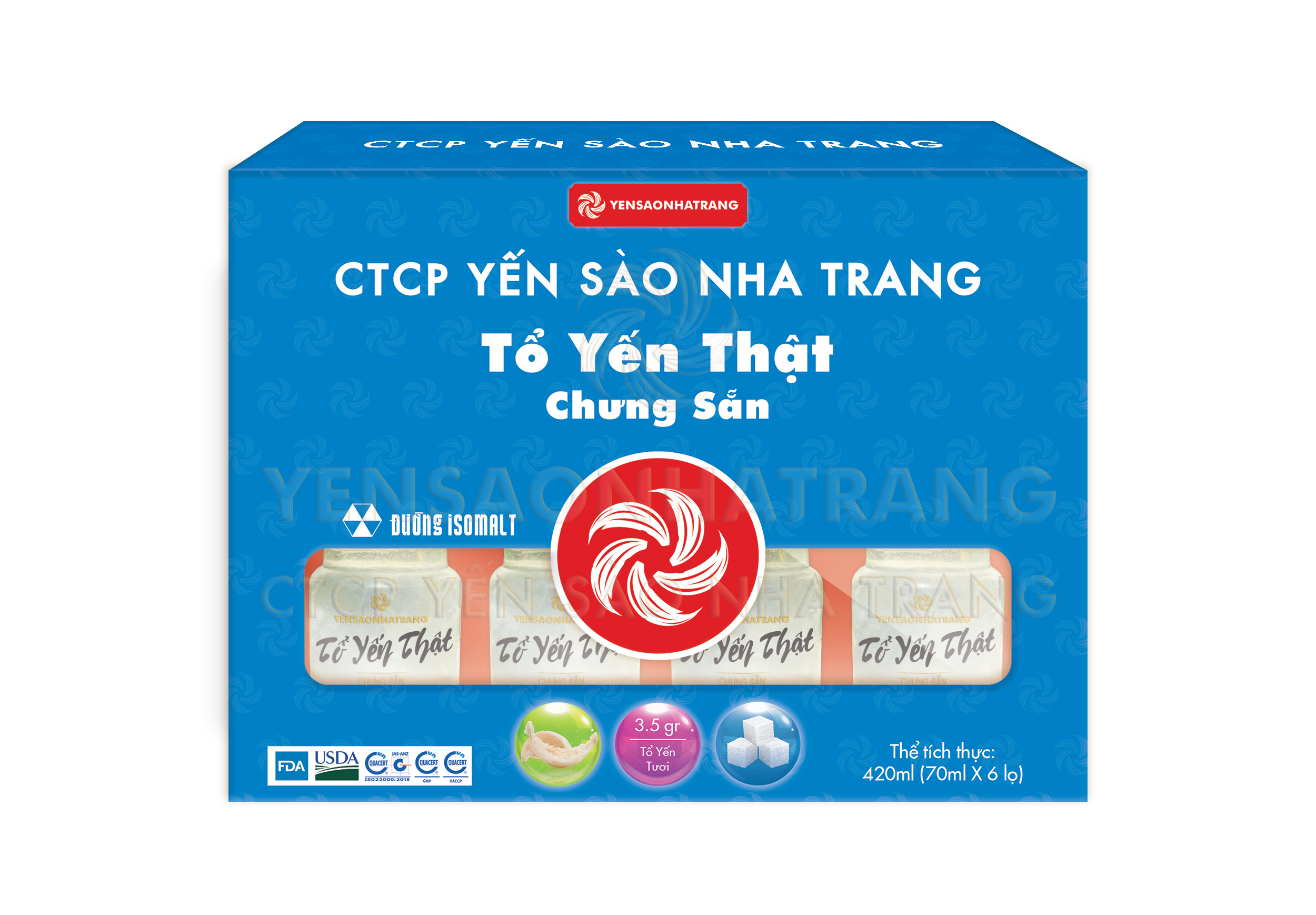 TỔ YẾN THẬT CHƯNG SẴN – ĐƯỜNG ISOMALT HỘP LỚN (6 HỘP NHỎ)