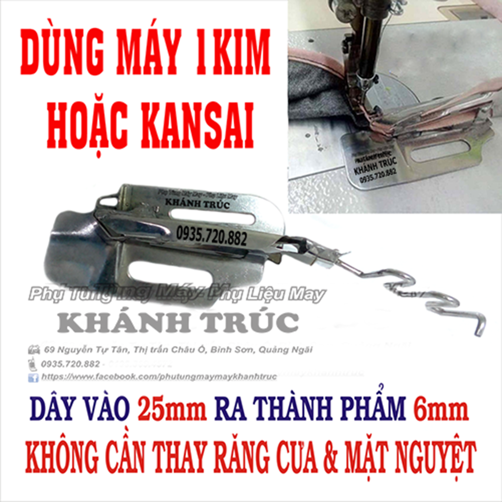 [25-6] Cử viền 2 mép dây vào 25ly ra 6ly máy may công nghiệp