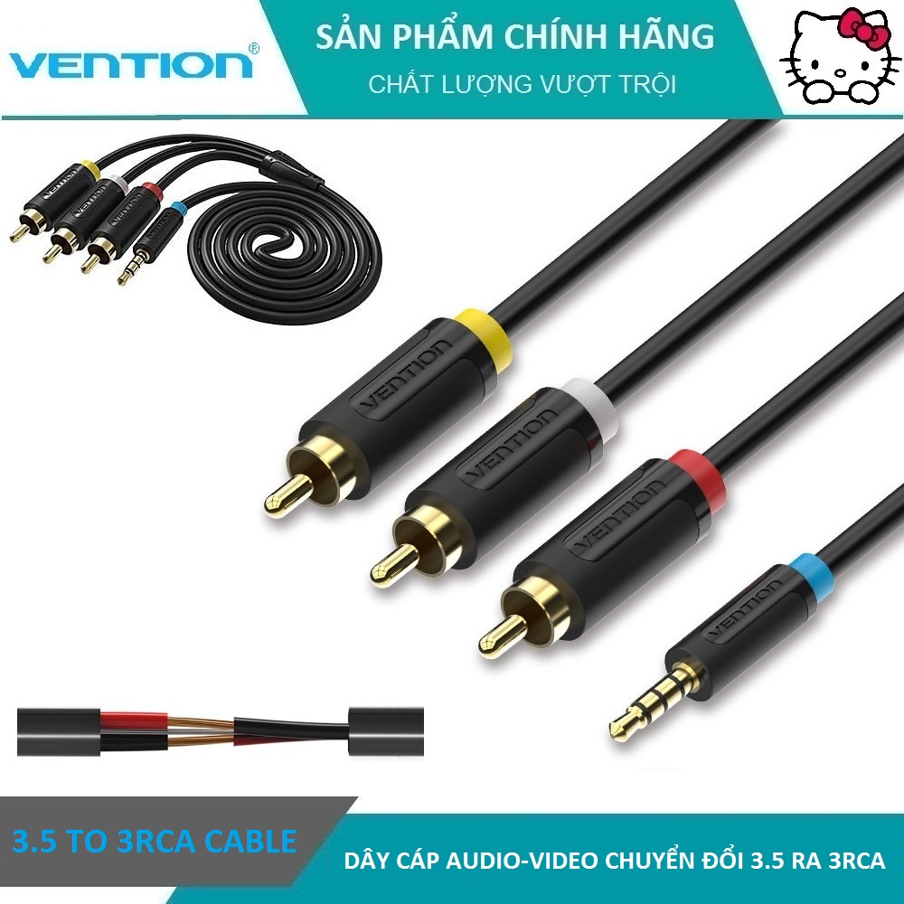 ★Chính hãng Vention★ Dây cáp Chuyển Đổi Âm Thanh video av 1 đầu 3.5 ra 3 đầu bông sen ★ Dây cáp Chuyển Đổi Âm Thanh Từ Đầu Cắm 3.5mm Sang 2rca, Từ Đầu Cắm 3.5mm Sang 3.5mm ★ dùng cho android box kết nối tivi cũ crt và amply