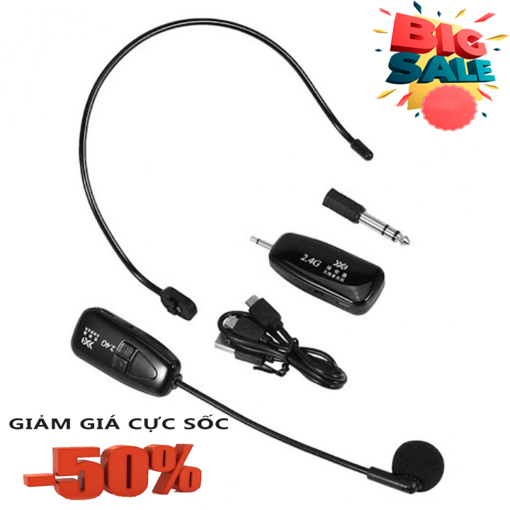 Mic trợ giảng không dây Loa trợ giảng không dây Micro không dây cài tai đa năng cho máy trợ giảng loa kéo máy tính amply sử dụng sóng FM XXD-18