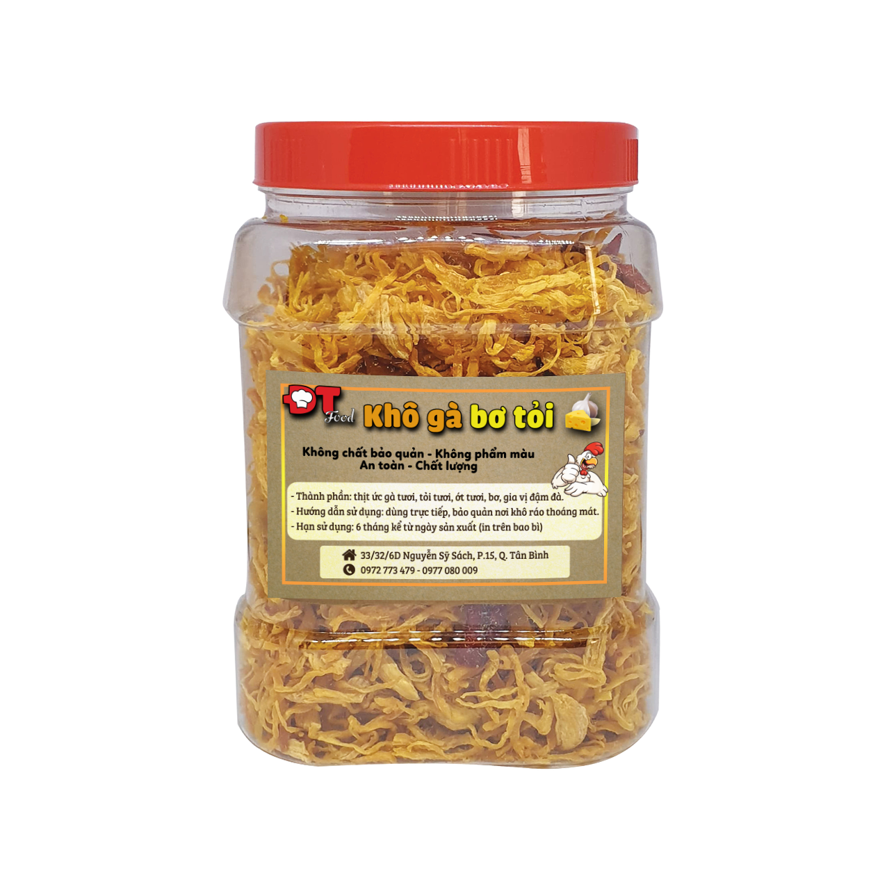Khô gà bơ tỏi thượng hạng dtfood 500g