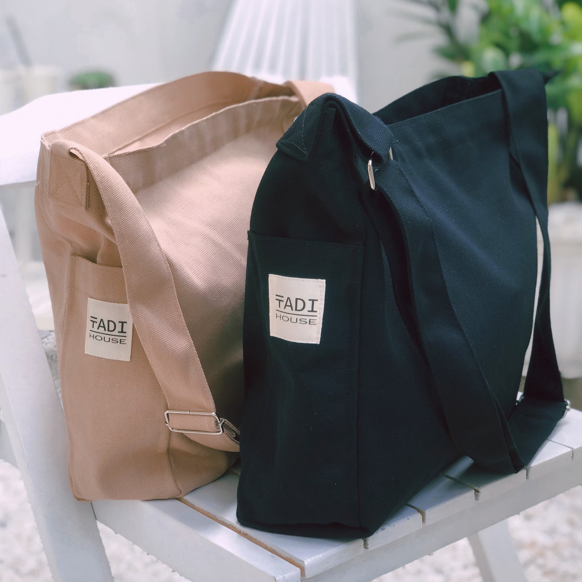 Túi vải đeo chéo unisex vải canvas mộc Tadi House