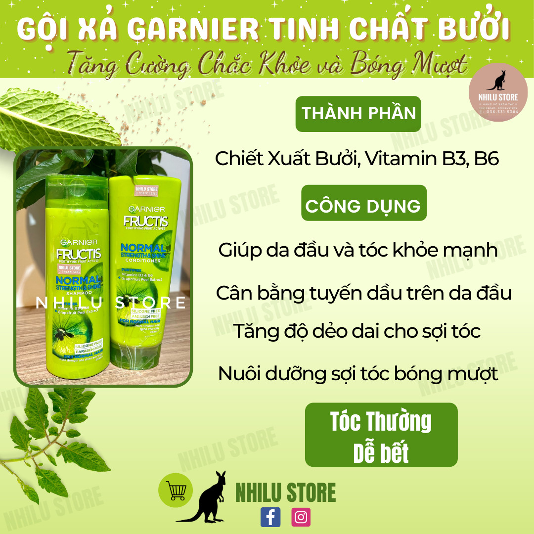 Gội Xả Garnier Chiết Xuất Bưởi Tăng Cường Chắc Khỏe và Bóng Mượt Tóc