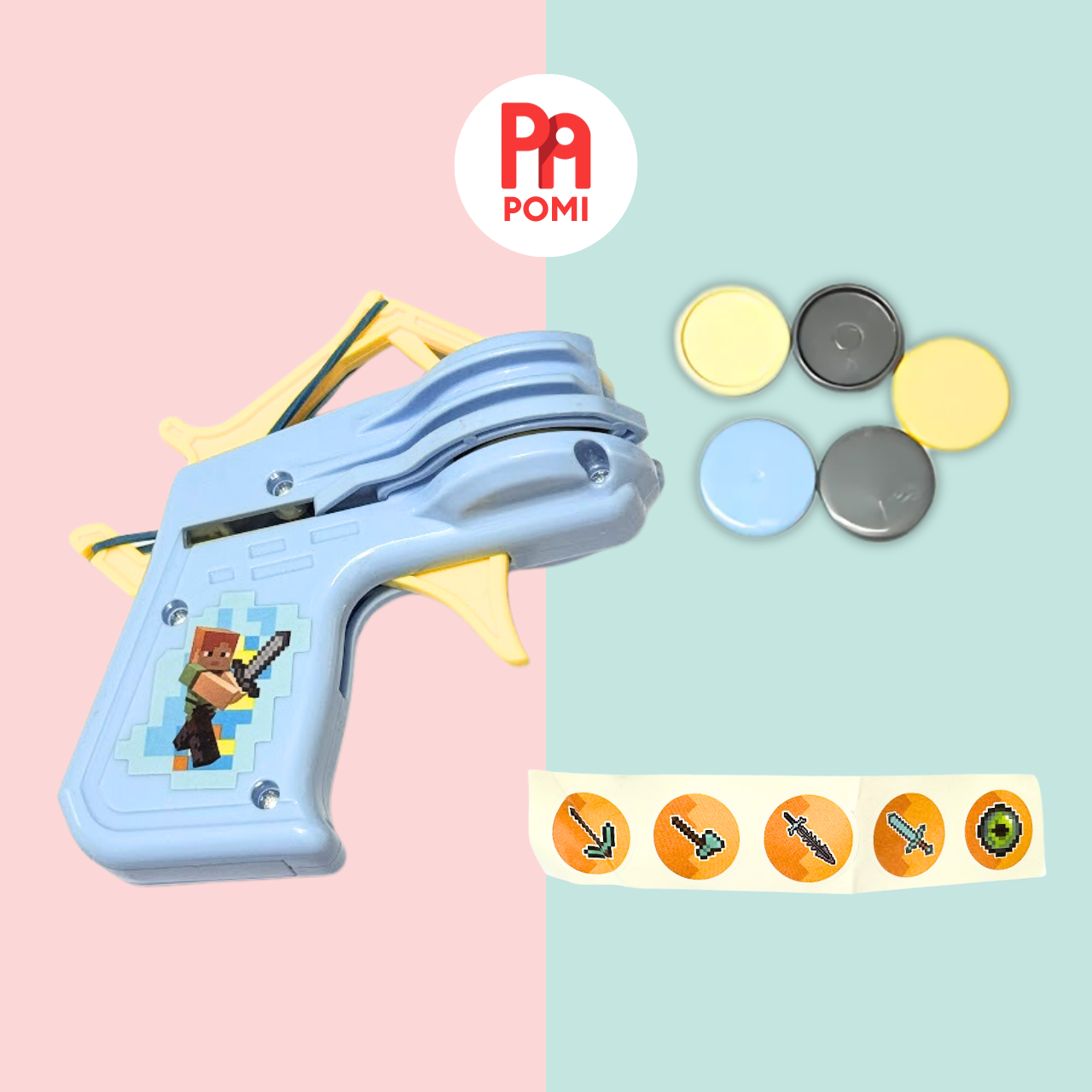 Đồ chơi súng bắn đĩa đồ chơi kèm sticker - đồ chơi hoạt động ngoài trời - POMI