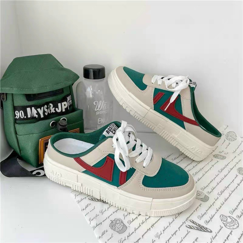 Giày sục bata đế bằng / Giày sục thể thao nữ thời trang / Giày dẫm gót / Sục bata đạp gót đế bánh mì 5cm mã 1860 ( fom nhở lấy tăng 1 size)