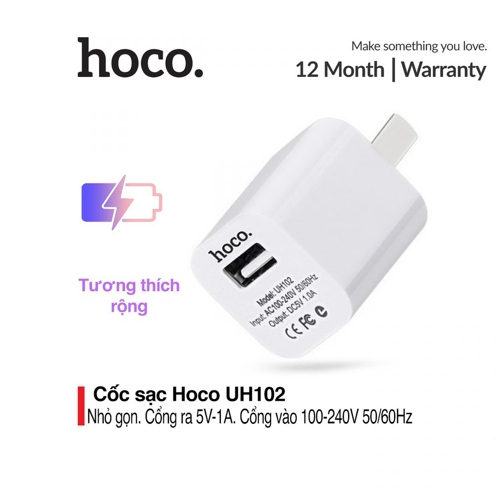 Củ sạc Hoco UH102 - Củ sạc giá rẻ chính hãng bảo hành 12 tháng - Củ sạc iphone, sam sung, củ sạc 12v dự phòng