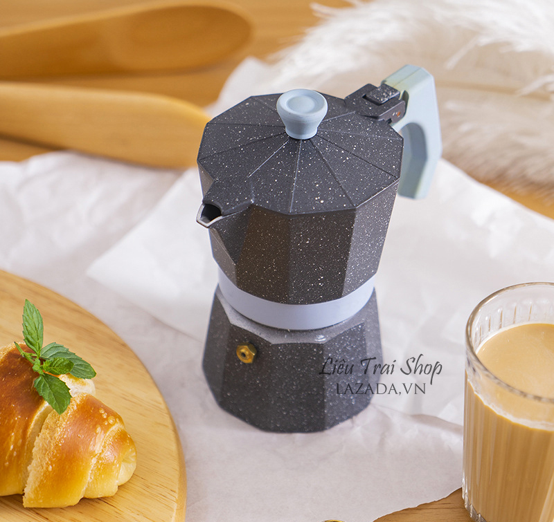 Ấm moka pot pha cà phê cà phê bình moka pot 2cup 80ml vân đá phong cách Ý