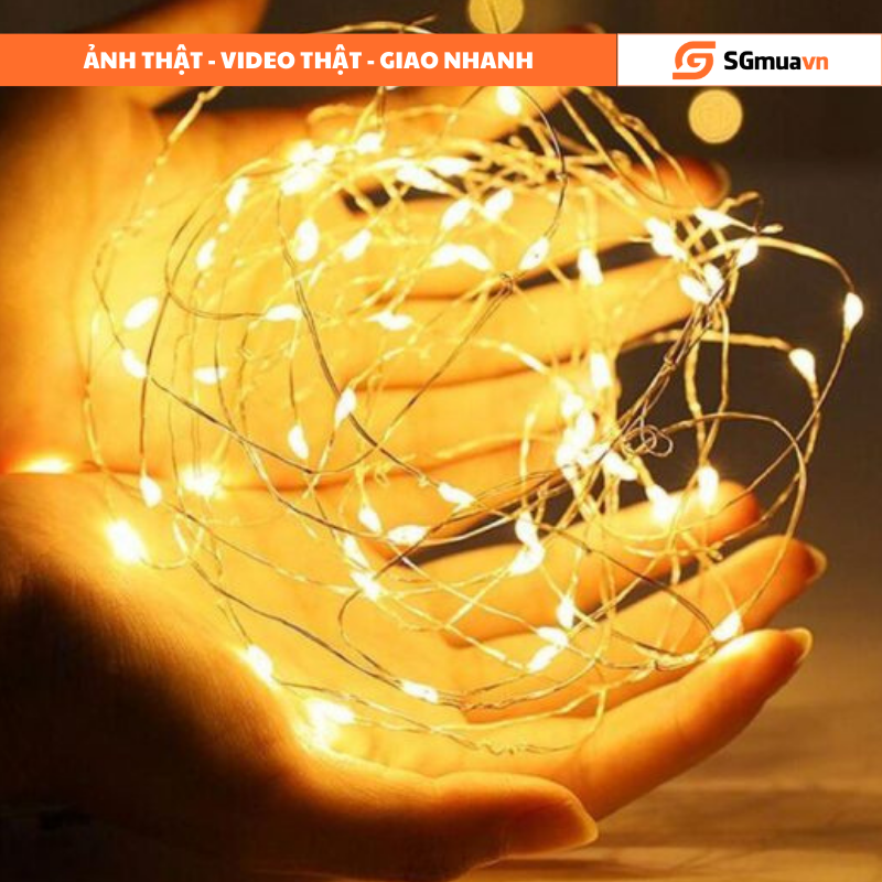 Dây led nháy đèn led đom đóm dùng pin màu vang 1m 2m 3m