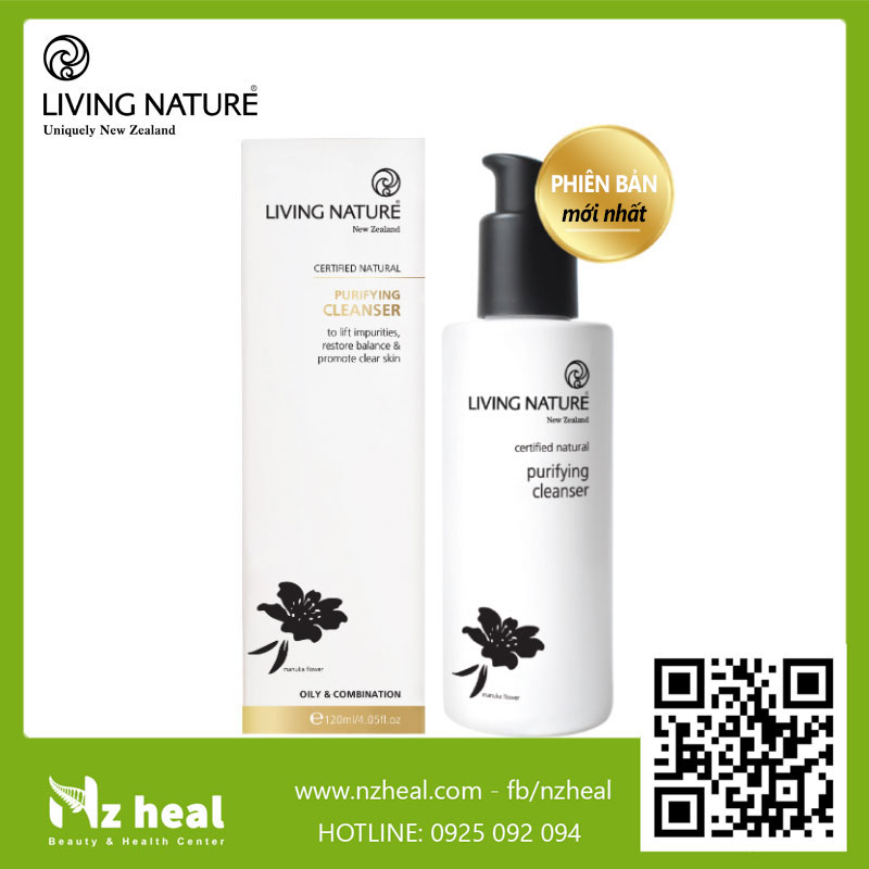Sữa rửa mặt da dầu mụn Living Nature Purifying Cleanser 120ml