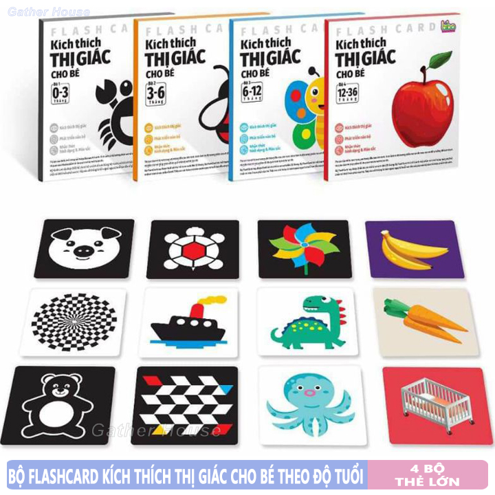 Combo Bộ Thẻ Kích Thích Thị Giác Cho Bé từ 0 đến 4 Tuổi Loại Lớn - Đồ Chơi FlashCard Kích Thích Não Bộ Cho Trẻ Em