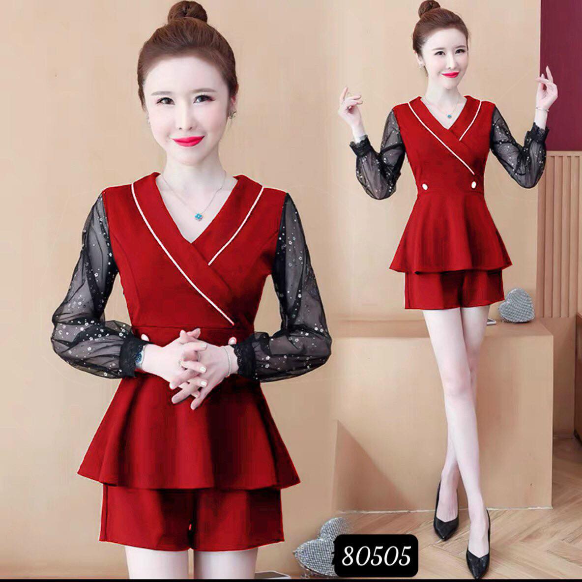 Set bộ đùi phối tay lưới kim tuyến siêu xinh