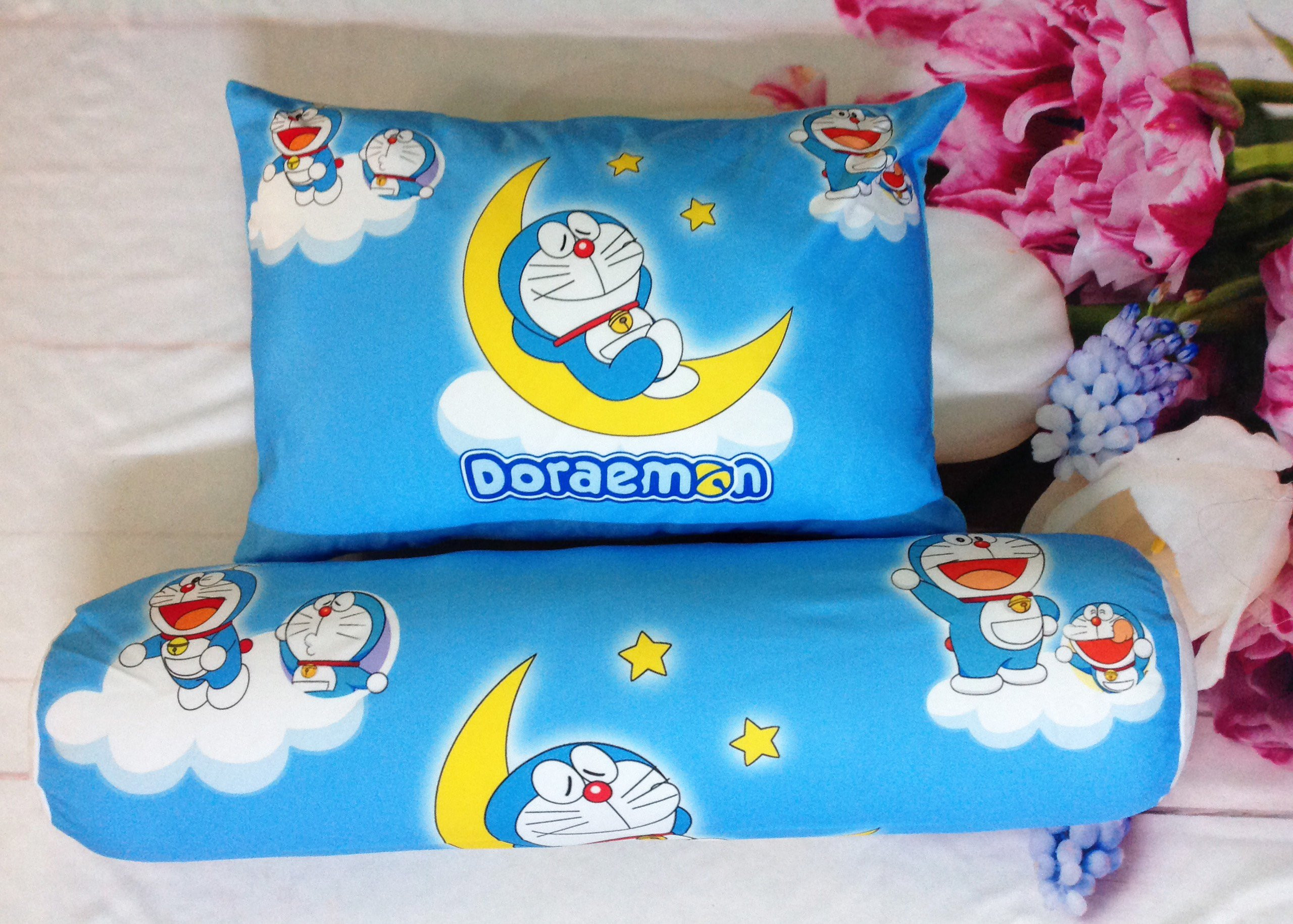 Bộ 1 gối ôm+ 1 gối nằm cho bé yêu giao màu ngẫu nhiên-gối ôm trẻ em- gối chặn cho bé - gối nằm cho bé gòn cotton cao cấp