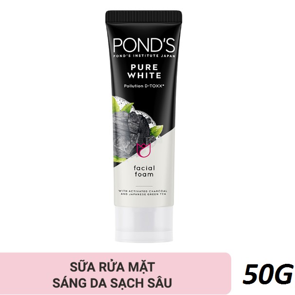 Sữa rửa mặt trắng da từ than hoạt tính Ponds Pure White 50g