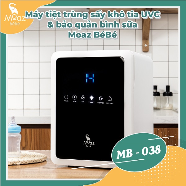 Máy tiệt trùng sấy khô tia UVC và bảo quản bình sữa Moaz BéBé MB 038 BH 12