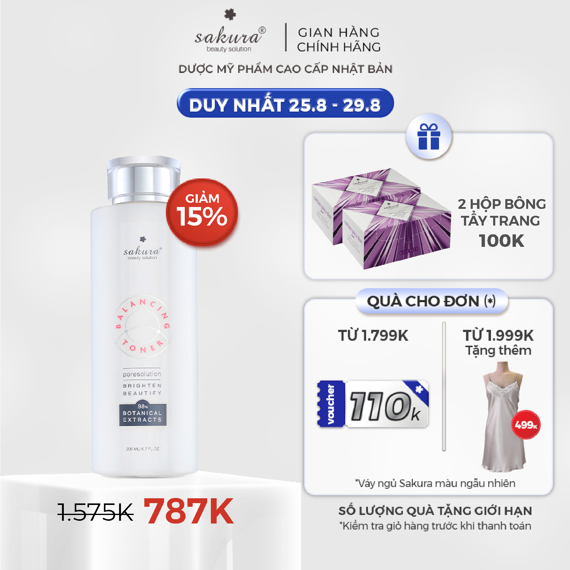 Nước Cân Bằng Da Sakura Balancing Toner 200ml