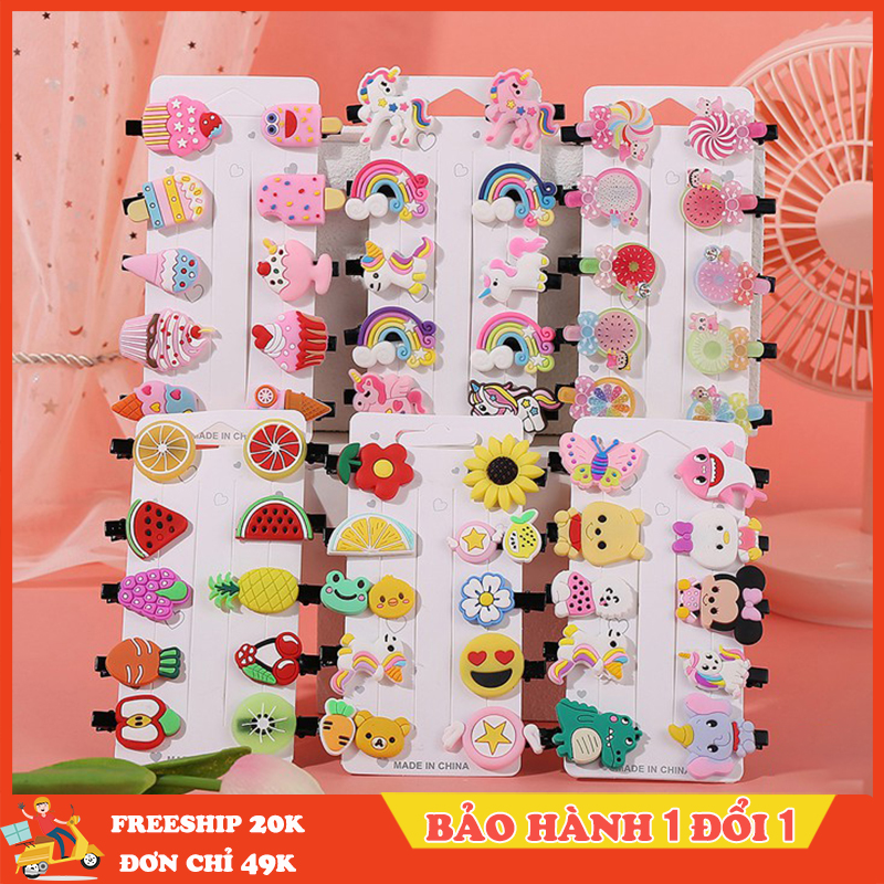 Vỉ 10 chiếc kẹp tóc hoạt hình đa dạng kiểu dáng cho bé yêu, đồ dùng cho bé, thời trang bé yêu, phụ kiện tóc và kẹp tóc (V10KT), Gia dụng Huy Tuấn
