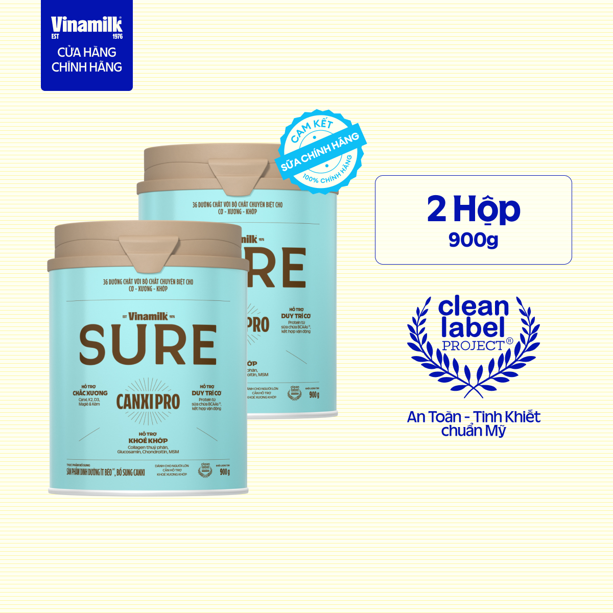  Combo 2 lon Sữa bột Vinamilk CanxiPro 900g  Hộp thiếc  - Sữa bổ sung Canxi cho người già cao tuổi Tốt cho xương khớp|   CÓ THỂ NHẬN BAO BÌ CŨ  MỚI  