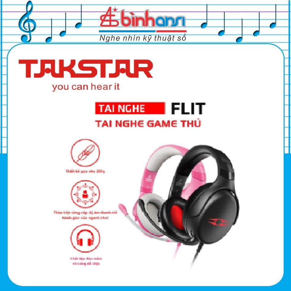 Tai nghe takstar flit gaming, nghe nhạc, tai nghe có míc, bảo hành 1 năm, tai nghe over ear, tai nghe chụp đầu