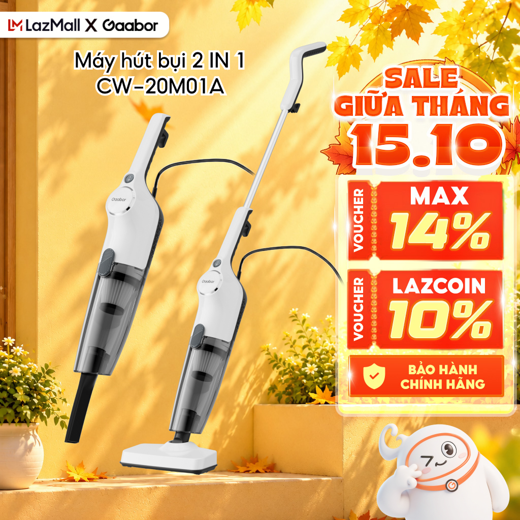 Gaabor Cw-20M01A Vacuum Cleaner, 20Kpa Suction Power, 650W Capacity, Compact 2-in-1 Handheld Design for Families - 12-Month Warranty