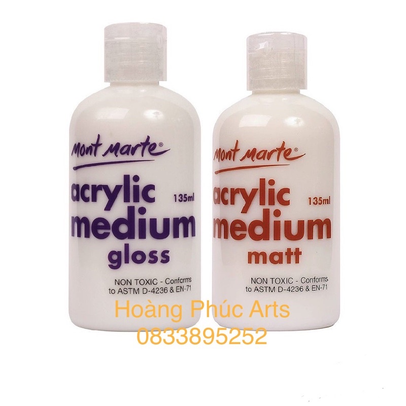 Dầu phủ bóng tranh/phủ bóng đất sét Mont Marte 135ml- Tạo độ Bóng/ Lì màu