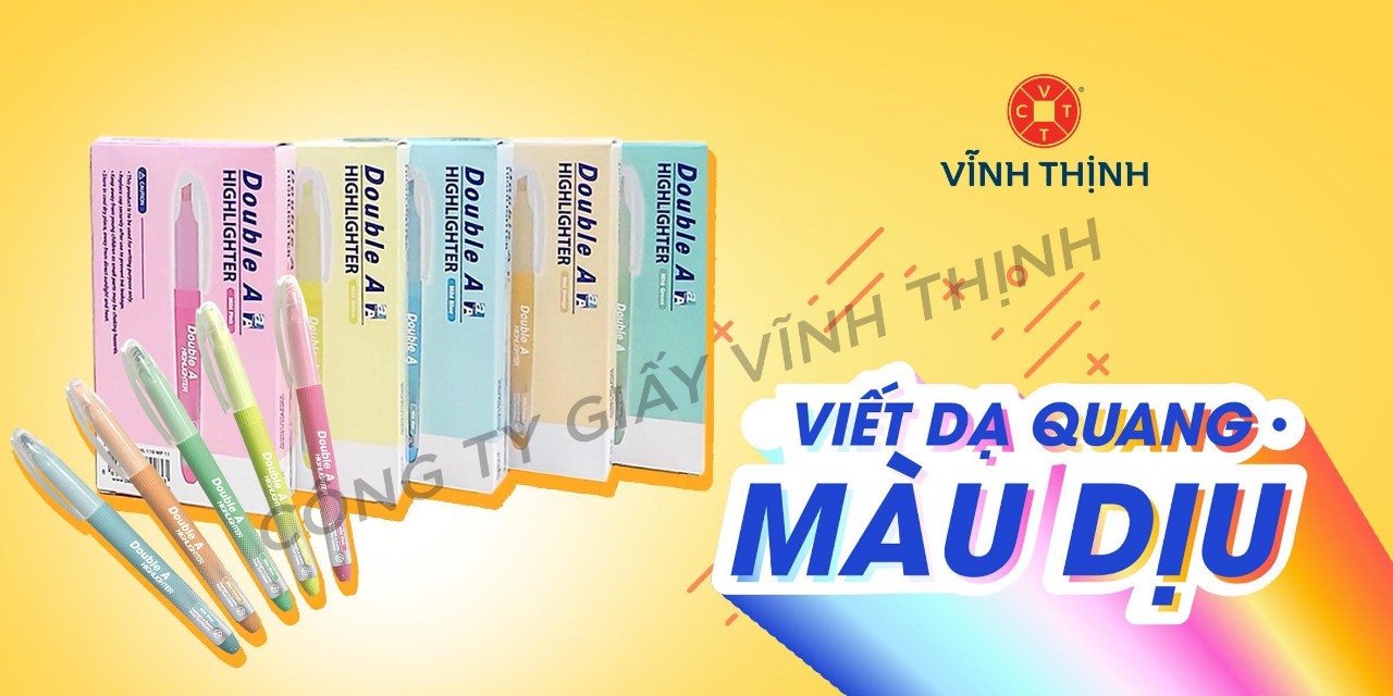 Bút Dạ quang 1 hộp Viết dạ quang màu diu , bút dạ quang doublea, bút doublea, viết Doublea, viết Double A, bút Double A, Hightlighter doublea, bút đánh dấu, viết đánh dấu