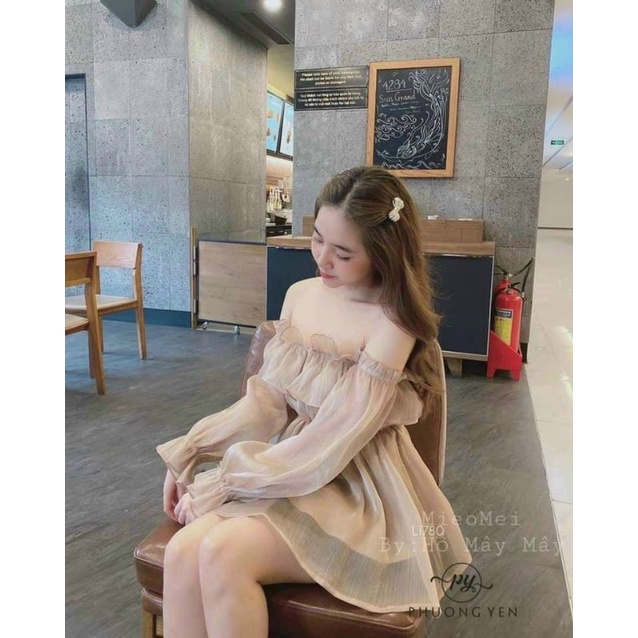 Đầm gân tơ bẹt vai công chúa