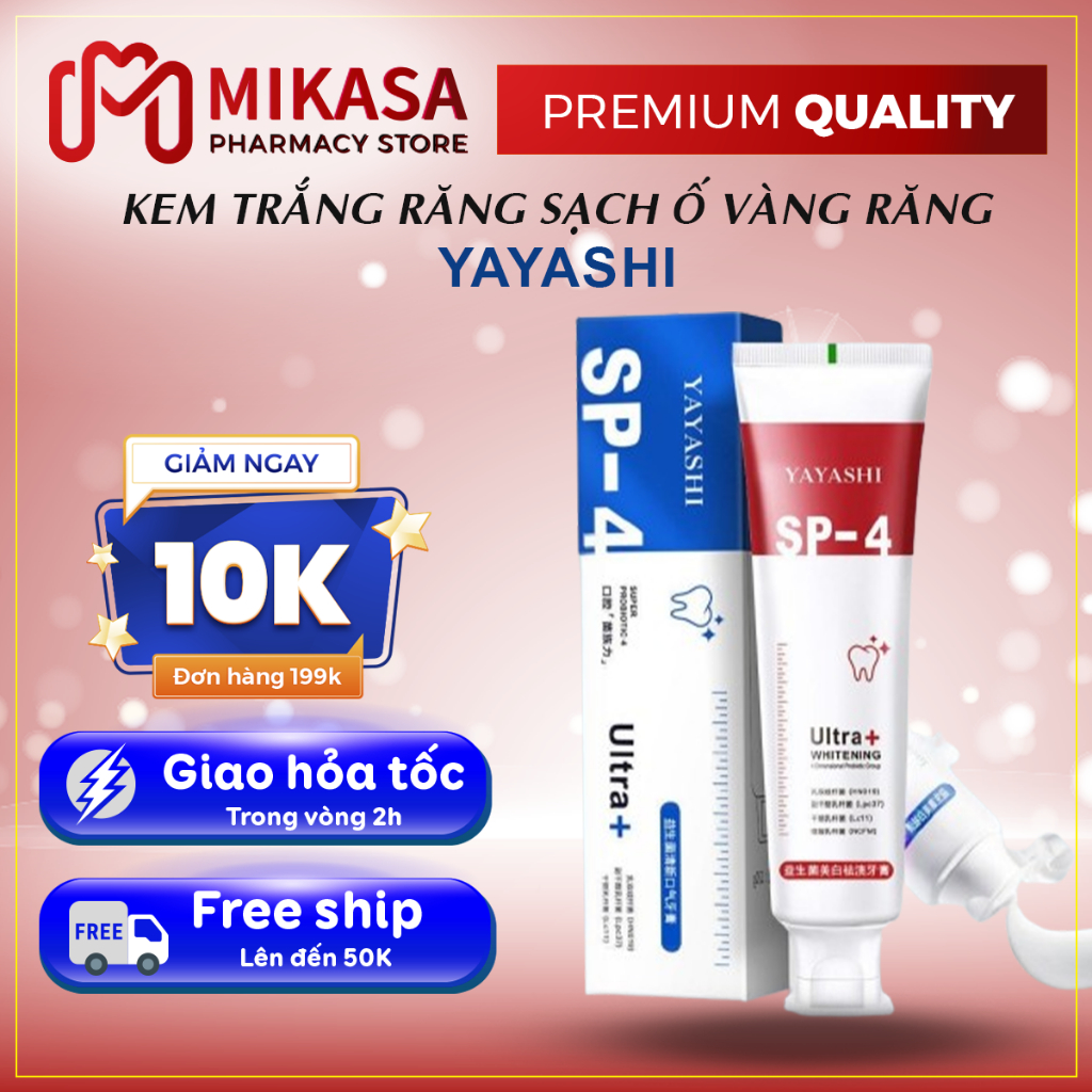  Kem Đánh Răng Men Vi Sinh Hút Ố Vàng SP-4 Yayashi Nhật Bản - Kem Yayashi Làm Trắng Răng Loại Bỏ Mùi Thơm Miệng. 