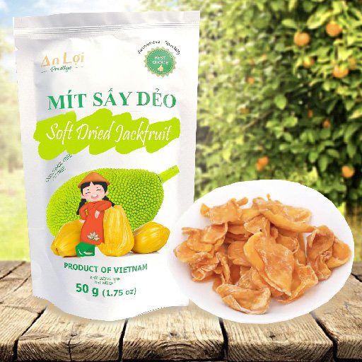 Mít sấy dẻo thương hiệu an lợi, túi 50g, đặc sản việt nam, ăn vặt ngon