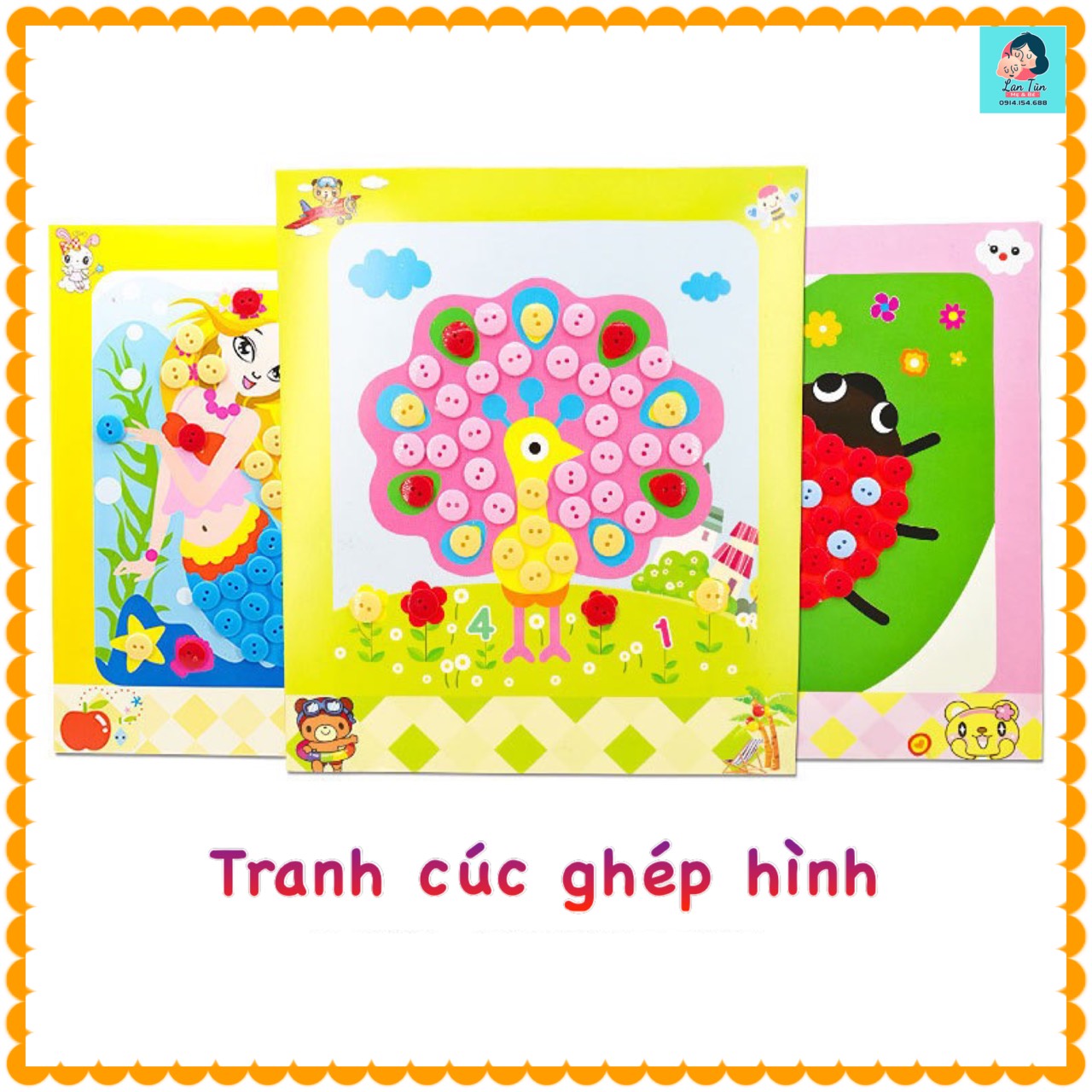 Tranh dán cúc áo đồ chơi mầm non tranh dán nút áo thủ công sáng tạo tranh khuy áo cho bé - lantunshop