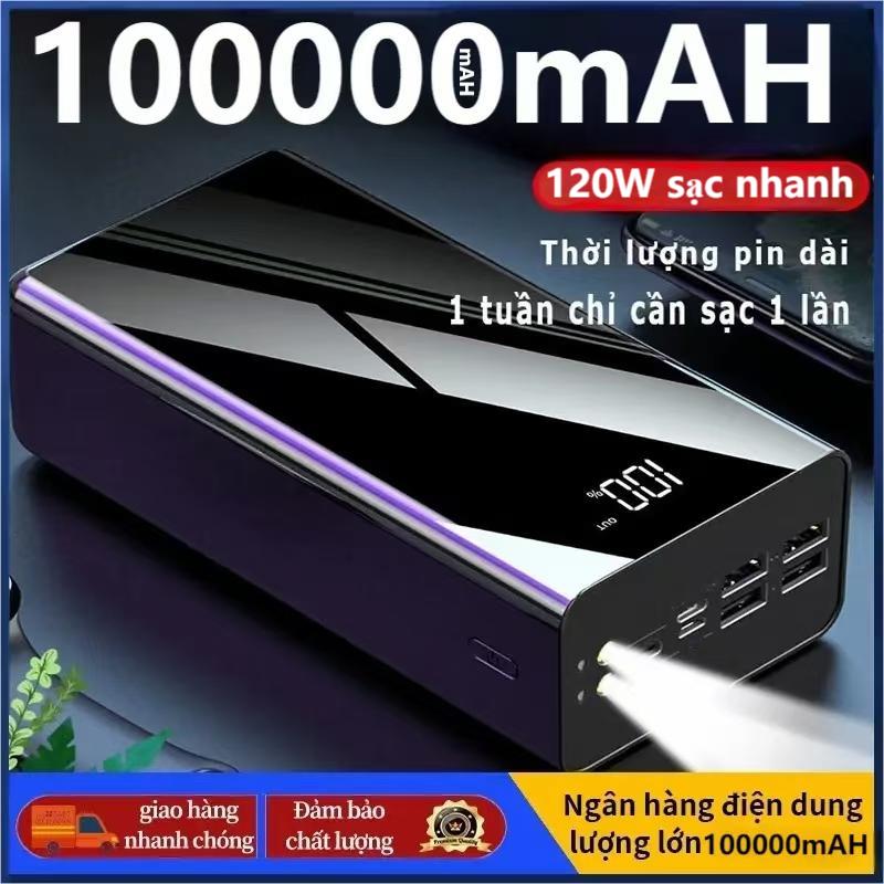 Pin sự Sạc Dự Phòng trong suốt sạc nhanh 50.000MAH đèn sạc nhiều thiết bị dung lượng 80000mah lớn new có 4 dây