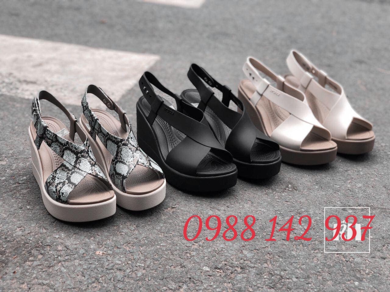 Giày, sandal đế xuồng crocs- brooklyn 8cm