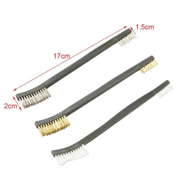 [HCM]Bàn chải chà gỉ sét mini - Bộ 3 bàn chải Làm sạch Sơn/Rỉ Sét/Bụi Bẩn - Cọ dây đồng Cọ dây thép Cọ dây nilon ( 17cm)