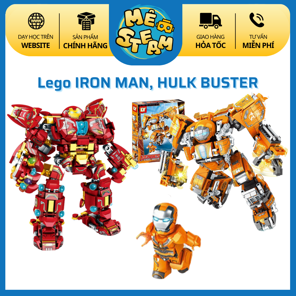 Đồ chơi lắp ráp mô hình Ironman, Hulk Buster dành cho trẻ nhỏ