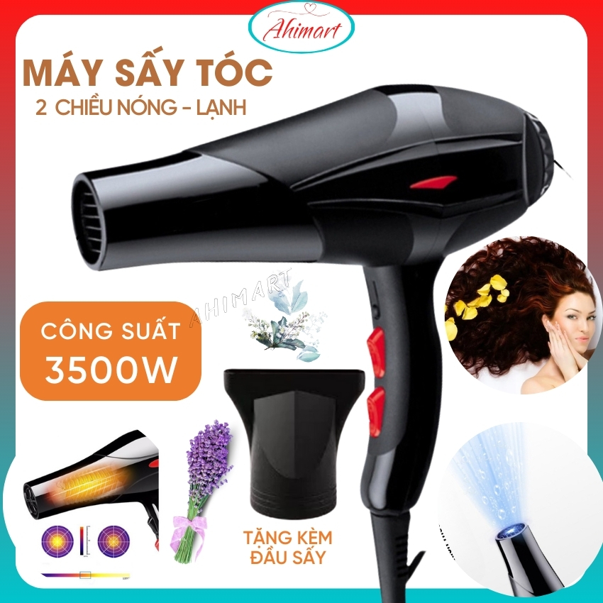 Máy sấy tóc công suất lớn 3500w máy sấy tóc mini tặng kèm đầu tạo kiểu 2 chiều nóng lạnh du lịch Ahita