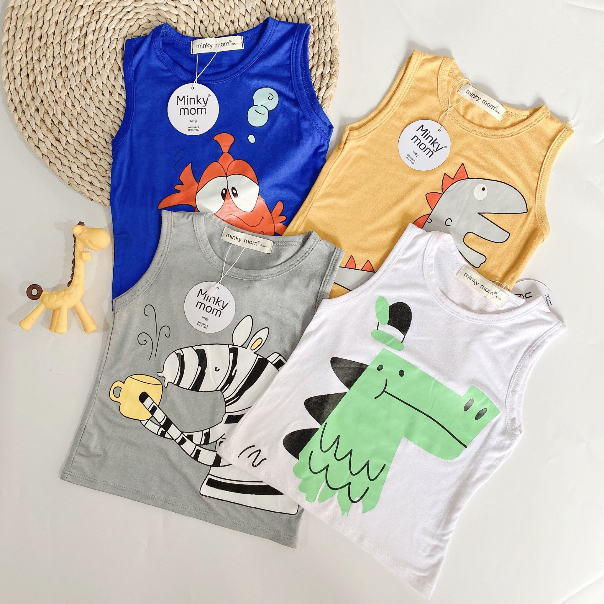 Áo ba lỗ Khủng Long chất thun lạnh cho bé 8-18kg