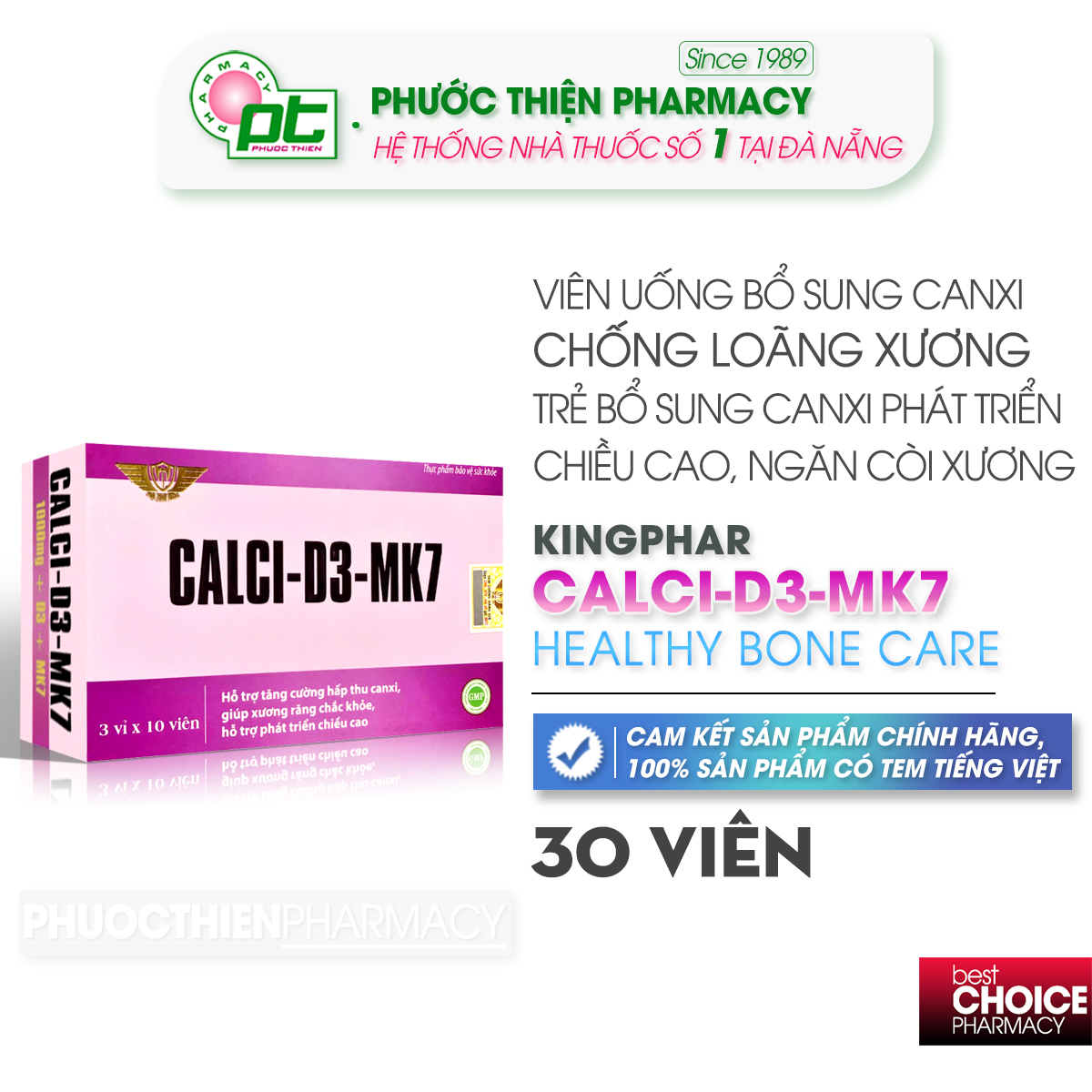 Viên uống bổ sung canxi calci-d3-mk7 herbitech hộp 30 viên - calcium d3mk7 calcik2