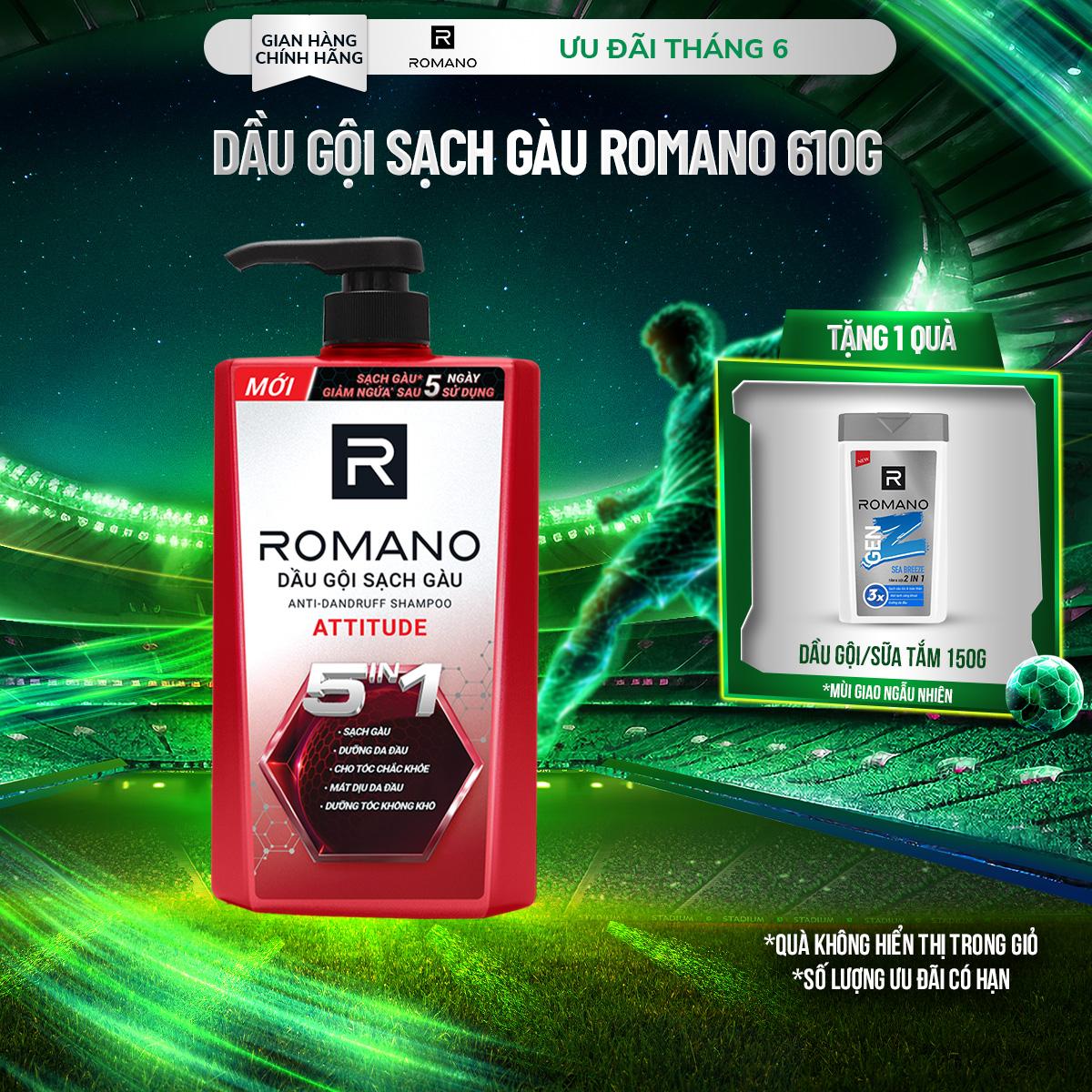 Dầu gội Romano sạch gàu hương nước hoa Attitude 610g + Tặng sữa tắm 150g