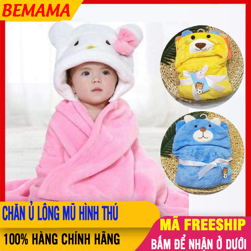 Chăn Quấn Ủ Lông Có Mũ Hình Thú Cho Bé [76 X 102cm], Mềm Mại, Thoáng Mát, Nhiều Mẫu Ngộ Nghĩnh - Mền Cho Trẻ, Chăn Ủ Cho Bé, Chăn Quấn Ủ Cho Trẻ, Mền Cho Bé, Chăn Ủ Cho Bé Sơ Sinh BEMAMA - Chăn Ủ Lông Mũ Thú - BTT00531