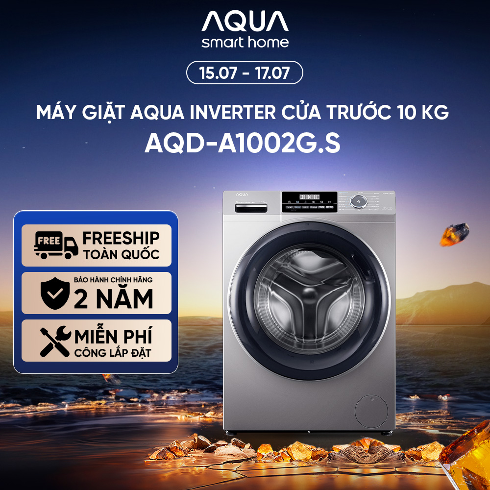 Máy giặt cửa trước Aqua Inverter 10KG AQD-A1002G.S - Miễn phí giao hàng toàn quốc